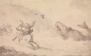Dr. Syntax Alarmed by a Whale by Thomas Rowlandson
